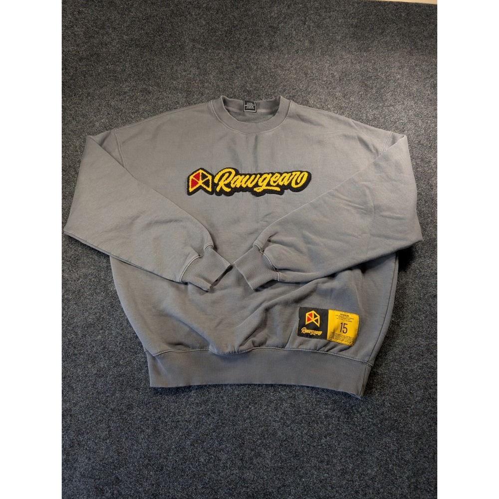 Rawgear Sweatshirt Mens Gray Long Sleeve Crew Neck Medium Embroidered Logo